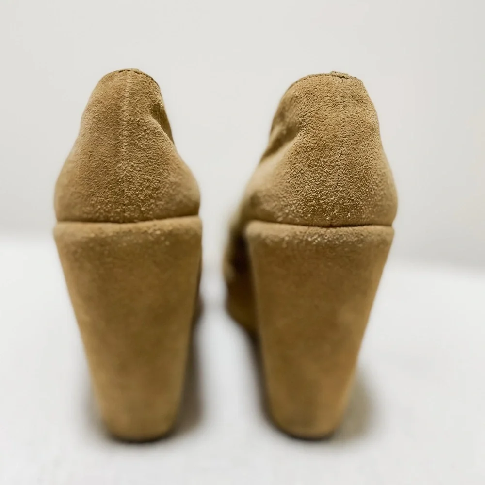 Kork-Ease Tan Suede Wedge Sandals with Metallic Accent